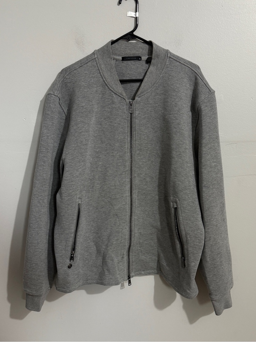 Greyson Mens XL Gray Full Zip Jacket Bomber Performance Golf Casual Zip Pockets